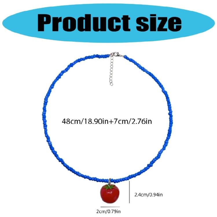 Lightweight Rice Bead Necklace Fruit Pendant Neckchain Adjustable Length Clavicle Chain Accessories for Everyday Use