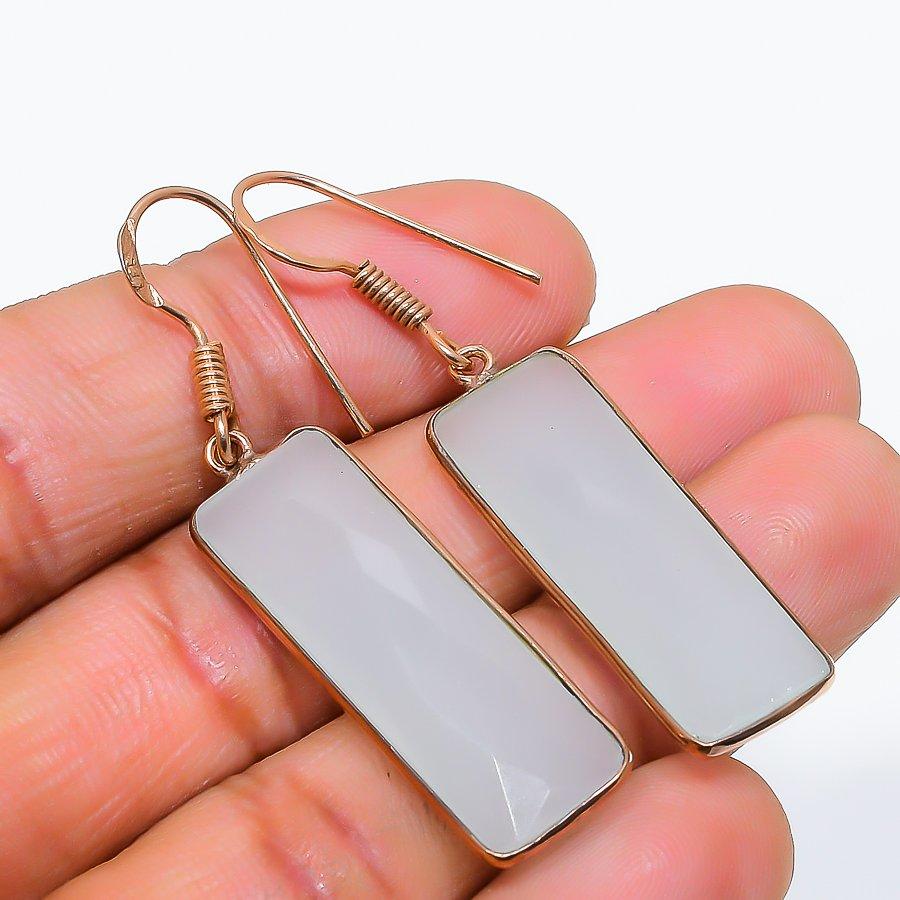 

Aqua Chalcedony Gemstone 925 Solid Sterling Silver Jewelry Earring 1.97 GK-5831