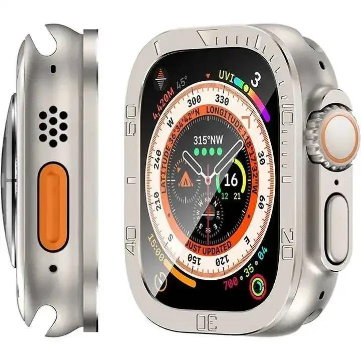 Screen Protector For Apple Watch Ultra 49mm Case Accessories Metal Cover Frame+Tempered Glass For iWatch Ultra 2 49mm Bezel Ring