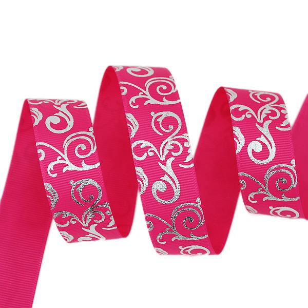 (10 yards/lot) 25mm White Silver Hot stamping grosgrain ribbon gift wedding ribbons