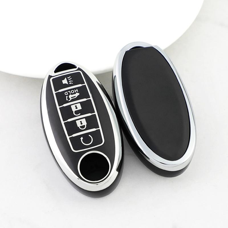 

3/4/5 Кнопок Серебристая Кромка Для Nissan Tiida Pathfinder Note Qashqai X-Trail T31 T32 Juke J10 J11 Kicks Крышка Чехол Корпус Ключа Автомобиля 5 button key cover чёрный
