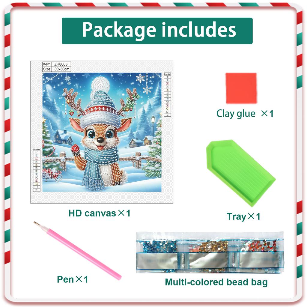 Winter Animals 5D DIY Diamond Art Painting Kits for Home Wall Decor Diamond Art Kits DIY Gem Art Diamond Painting Kits 30x30cm