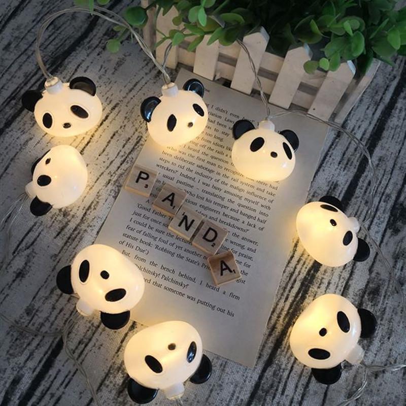 LED Panda Head String Lights - Children's Room Decoration, Colored Night Light