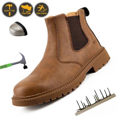Wodoodporne, duże, skórzane buty robocze dla mężczyzn, buty robocze z metalową główką, niezniszczalne, antypoślizgowe, męskie
