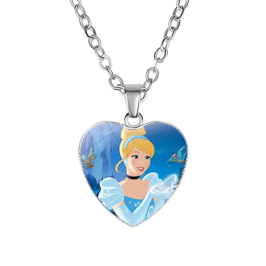 Collana Principessa Disney Frozen Bambini Anime Figure Principessa Elsa Anna Ciondolo Amore Gioielli Accessori Regalo Compleanno Bambini