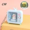 Portable Travel Lighting Rotating Animal TV Keychain, Funny Retro Television Shaped Keychain with Macaron Color Key Ring LED Light, Cartoon