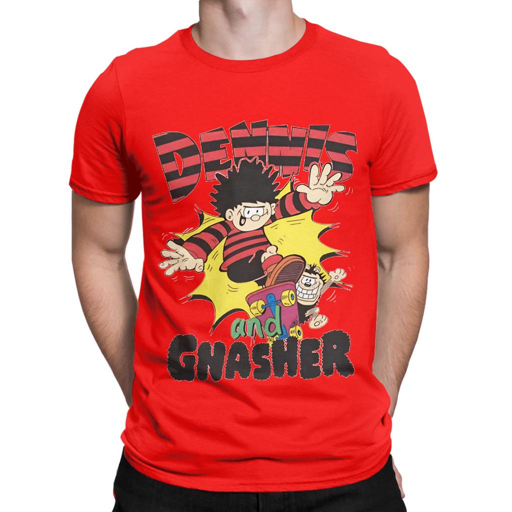 Maglietta Grafica Divertente Classica Dennis e Gnasher 100% Cotone The Beano Tees Top Per Unisex