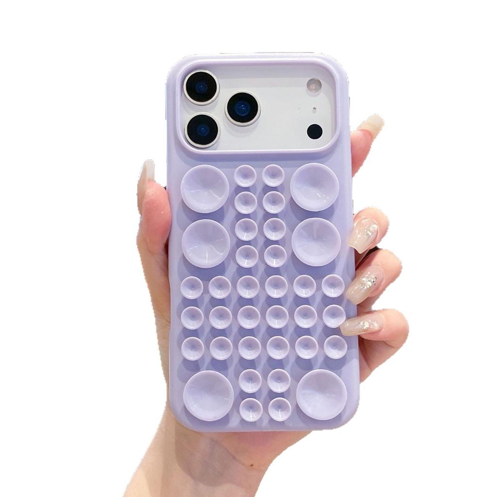 The new Macaron suction cup silicone is suitable for Apple 16promax mobile phone case 17Air simple three-dimensional protective case.