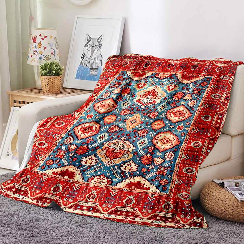 1Pc Traditional Persian Rug Blanket Soft And Comfortable Casual Warm Camping Travel Christmas Halloween Xmas Gift M924201
