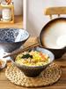 Japanese Ceramic Ramen Bowl Set: Large Retro Conical Hat Design Soup & Noodle Bowl with Plate