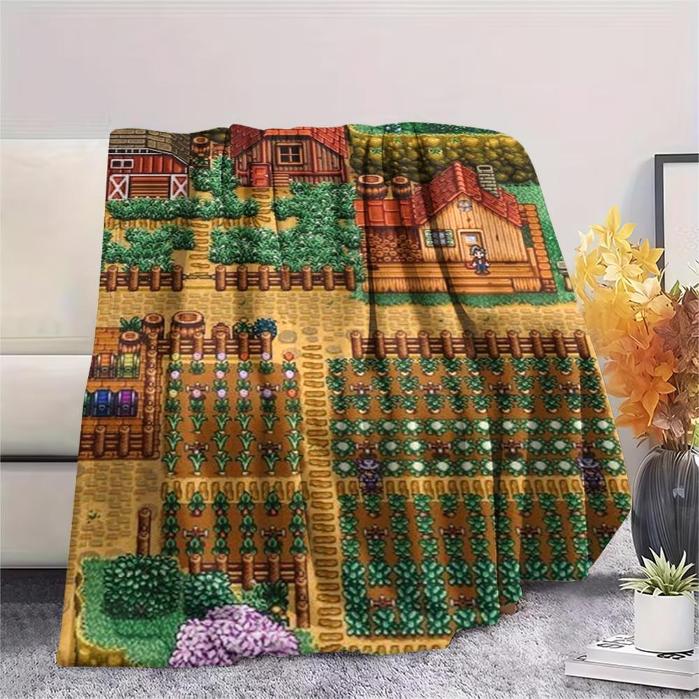 1PC Stardew Valley Print Flannel Blanket, High quality Comfortable for All Seasons, Home Decor, Warmth and Comfort, Perfect for Christmas Gifts179
