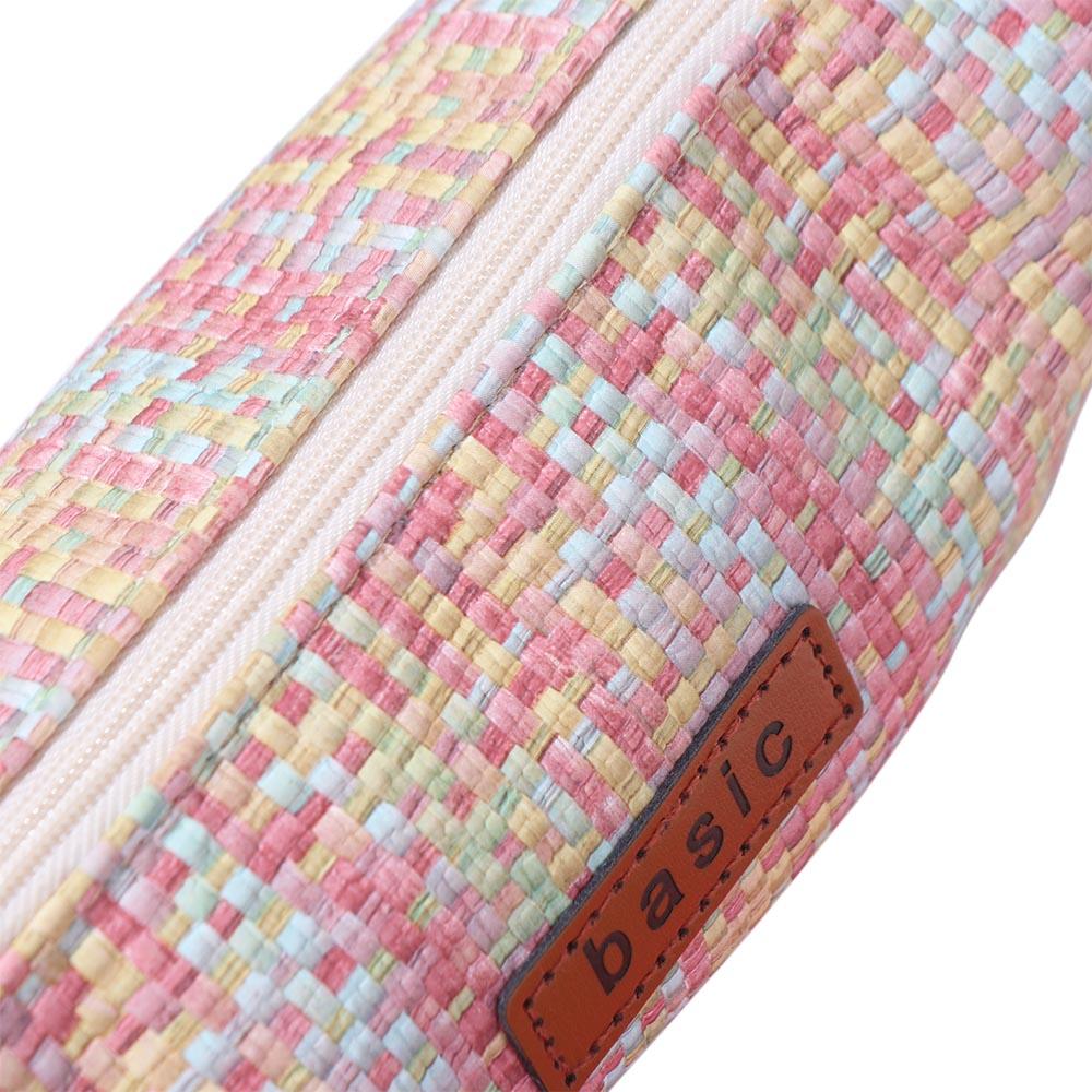 Kawaii Woven Pencil Case Large Capacity INS Simplicity Cosmetic Storage Bag Dopamine Little Fragrance Pen Bag Student Supplies