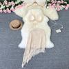 Vacation Style Suit Women's Stylish Bikini Halterneck Vest All-Matching Tassel Skirt Knitted Two-Piece