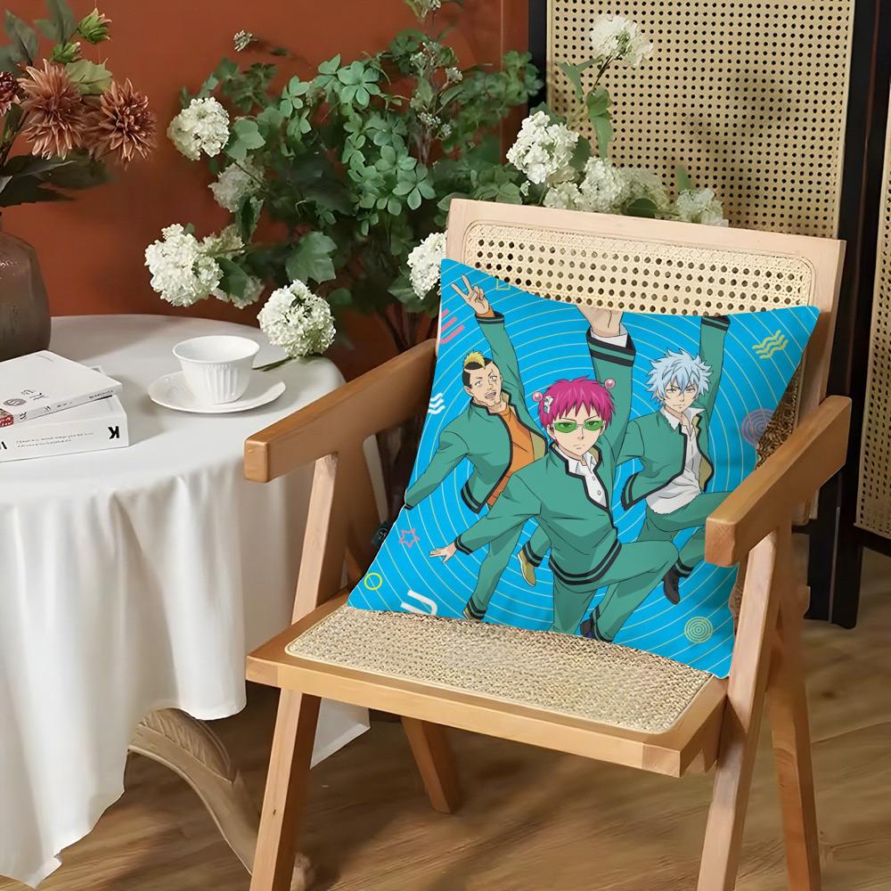 

Disastrous Life SSaiki K Cushion Cover Silky Short Plush Invisible Zipper Dustproof Sofa Pillow Case for Home Decor 30x30cm