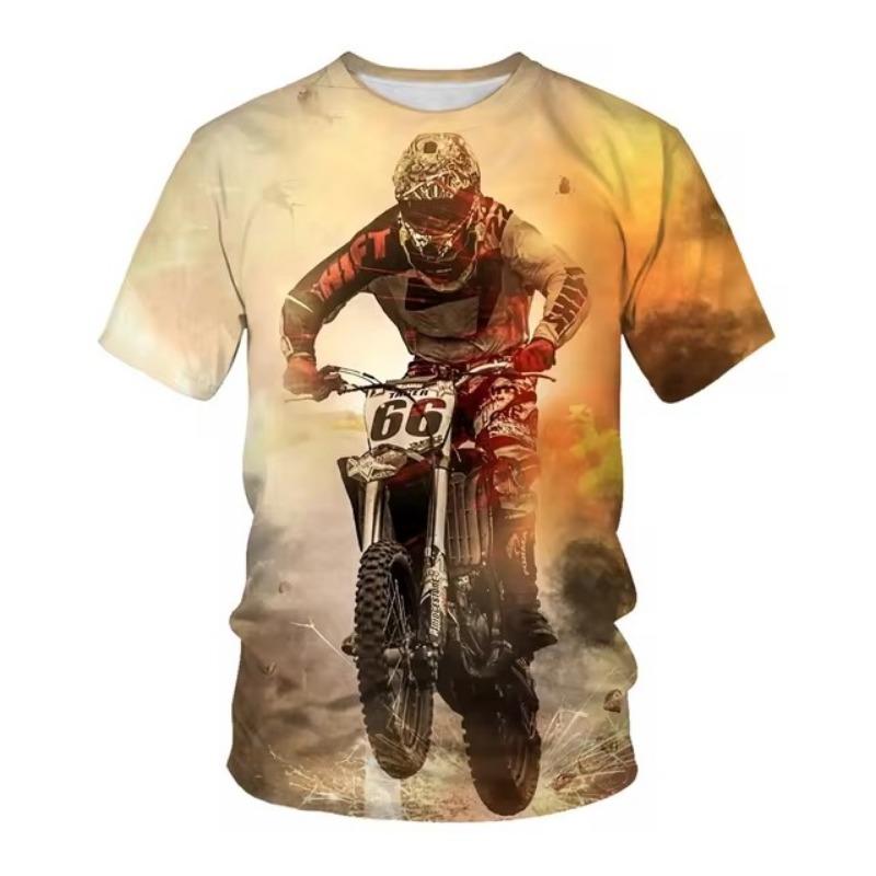 Sommer und Sommer heißer Verkauf Rundhals Motorrad Jugend 3D gedruckt Herren T-Shirt täglich lässig personalisierte trendige Top