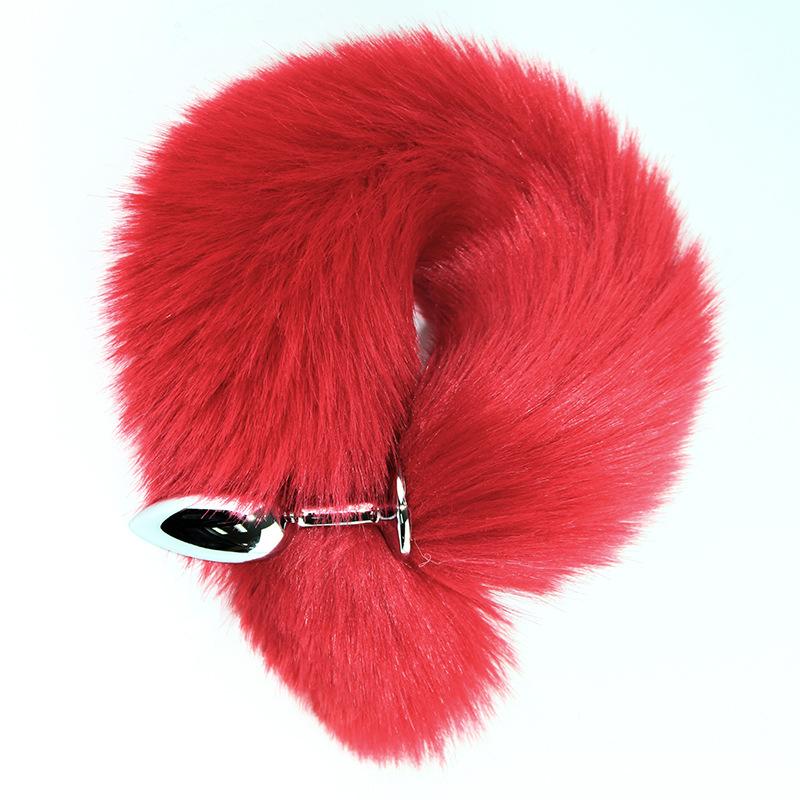Erotic SM Props Small Metal Anal Plug Solid Colour Fox Tail Anal Plug Vestibular Development Tempering Adult Supplies