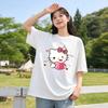 2026 Summer Hello Kitty Cartoon Printed Short Sleeve Pure Comfortable Summer Loose Tshirt for Women