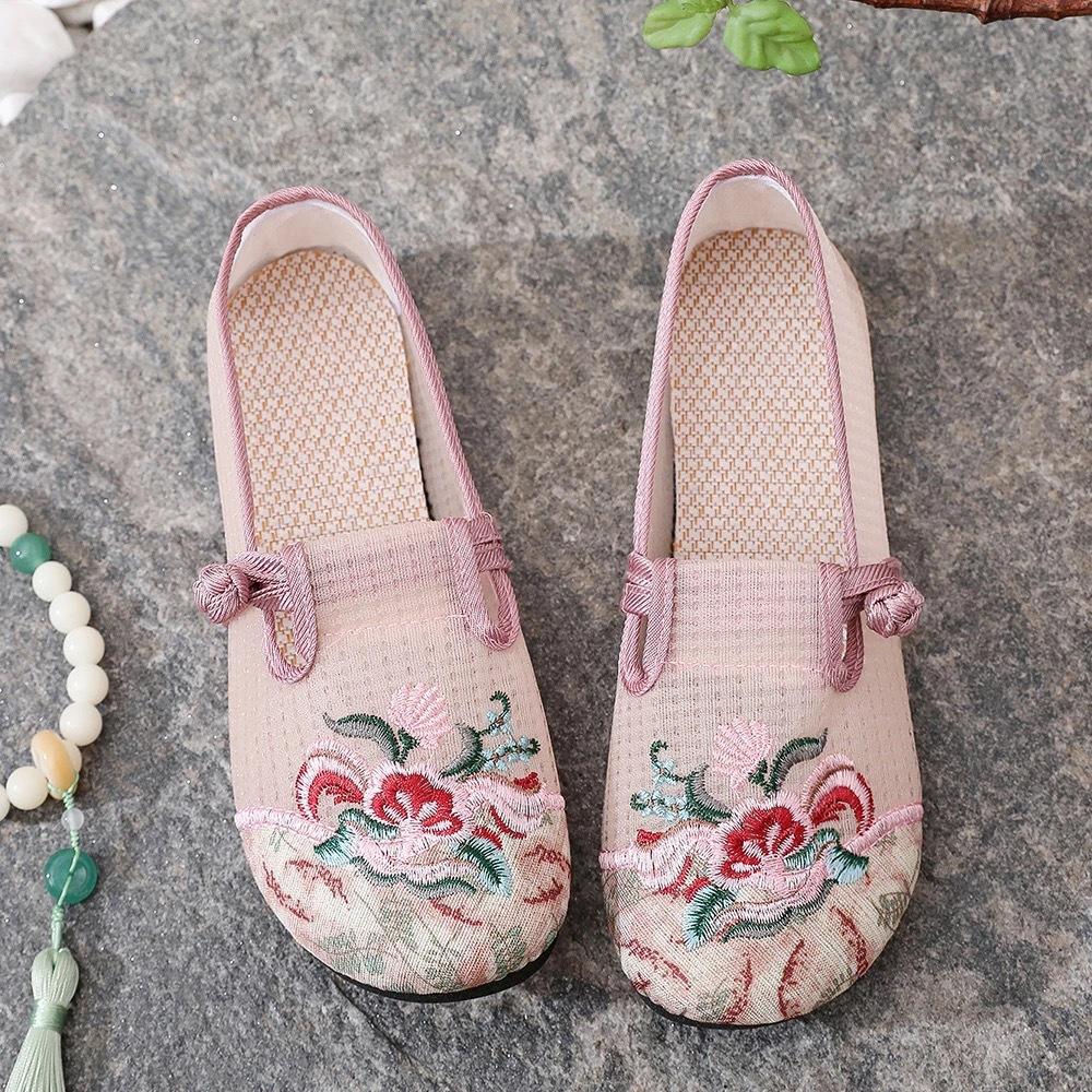 Summer Mesh Women's Shoes Soft-soled Cloth Shoes New Chinese Style Hot-selling Fashion Super Soft Wide-foot Embroidered Shoes for Women
