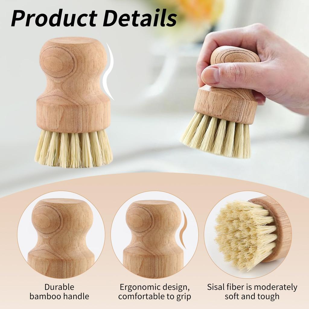 1PC Kitchen Cleaning Brush Wooden Dish Brush with Natural Sisal and Coconut Durable Portable Eco Friendly Zero Waste