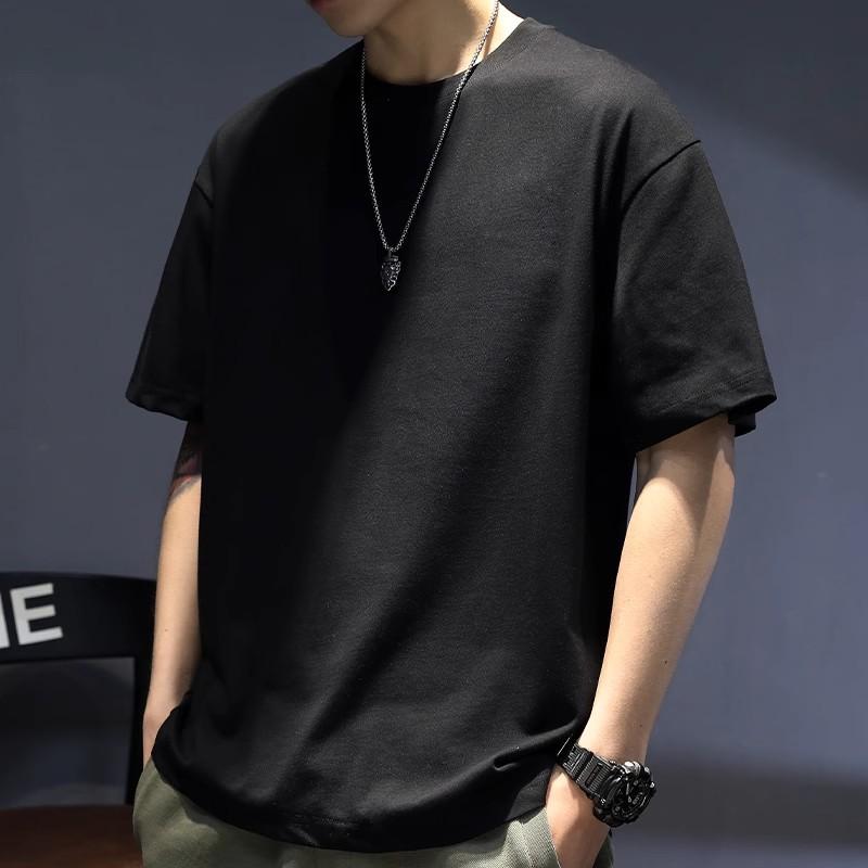 

Summer Round Neck Pure Cotton Top Fashionable Casual Solid Color Short Sleeved Men s T-shirts 3XL