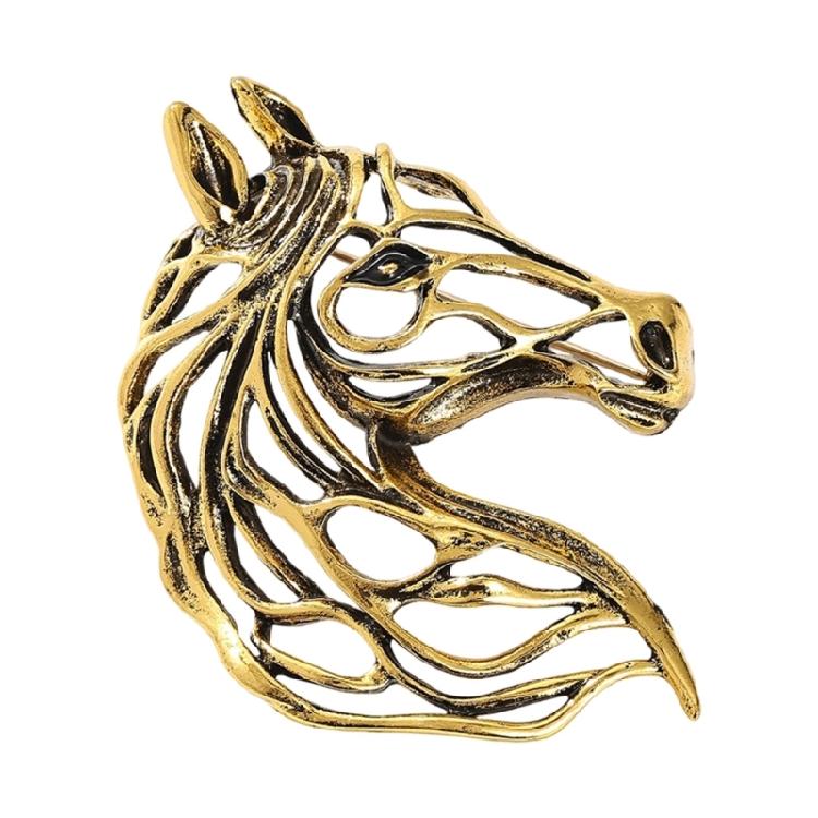 Dainty Hollowed Horse Brooch Pin Alloy Chest Jewelry Lightweight Corsage Pin for Women Men Color Selection