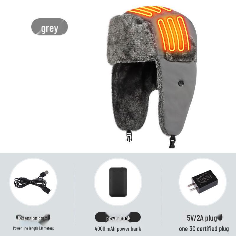 Carbon Fiber Far-Infrared Heated Winter Hat with Ear Protection and Velvet Lining for Outdoor Cold