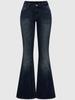 Jeans da donna slim micro-svasati con tasche ricamate e lavaggio scuro