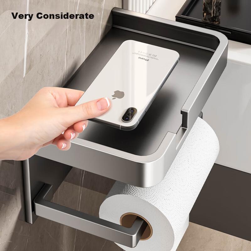 Baihan Bathroom Tissue Box Toilet Paper Storage Rack No-Drill Wall-Mounted Toilet Paper Holder Roll Paper Box Bathroom Accessory