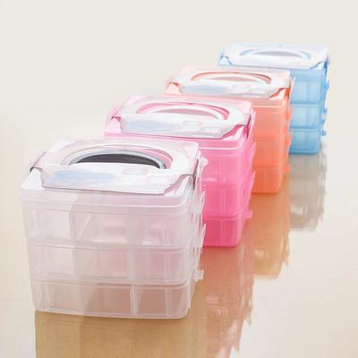 3 Layers 18 Compartments Clear Storage Box Container Jewelry Bead Organizer Case Rangement Cajas Organizadoras Plastic Box