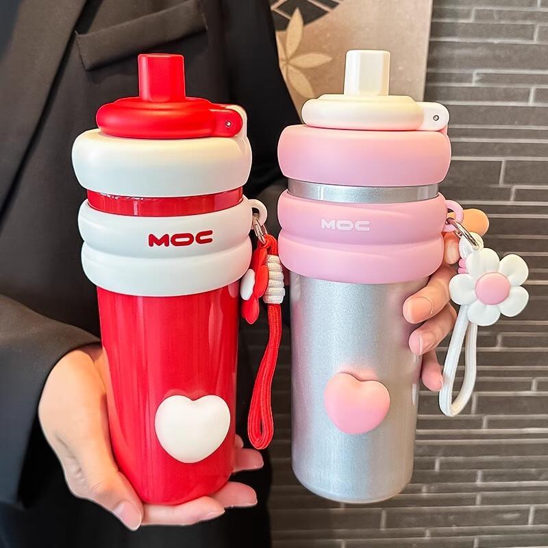 MOZHOU Large Ceramic Lined Insulated Tumbler with Straw
