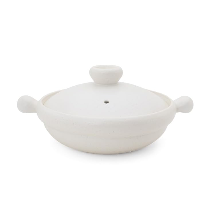 World Create Yayoi Pottery Round Steamer Pot, White (with Steamer Rack), Size 8, 15952