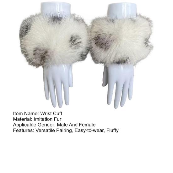 1 Pair Faux Fur Wrist Cuffs Women Furry Arm Warmers Fluffy Warm Furry Bands for Winter Spring Autumn Outfits Skiing Parties