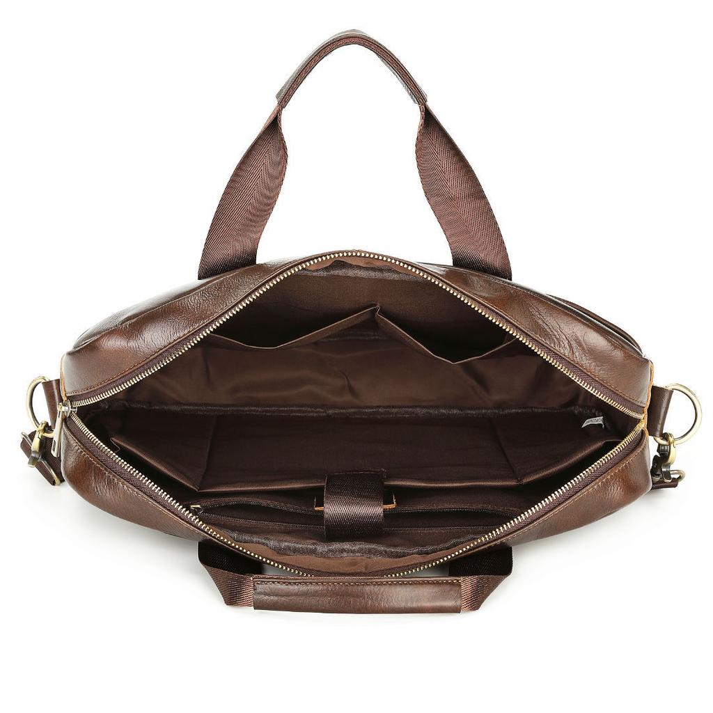 Business Casual Herren Aktentasche First Layer Rindsleder Laptoptasche Herren Schulter Messenger Bag