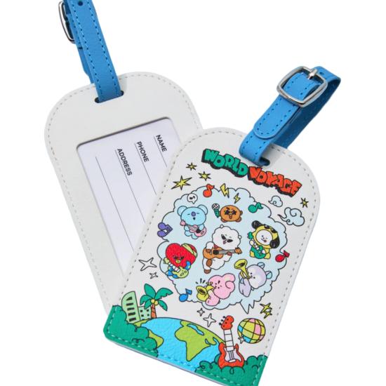 BT21 TRAVESÍA MUNDIAL Accesorios de Viaje Estuche para Pasaporte / Etiqueta para Equipaje / cinturón de transporte Productos Oficiales BT21