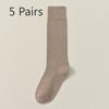 5 Pairs of Female Spring and Autumn Pure Cotton No Trace But Knee Long Leg Socks