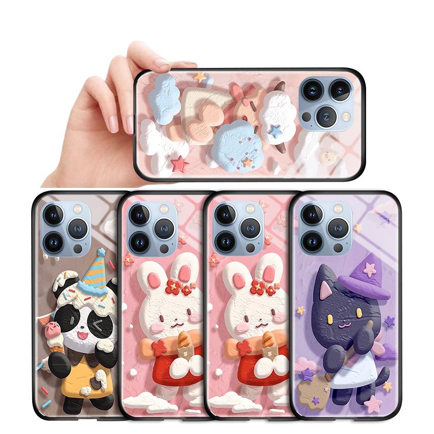 Tempered Glass Phone Case For iPhone 11 12 13 14 15 16 17 Redmi 10 12 14C Note10 Note14 Xiaomi 11Lite PocoC75 Soft Edge Shockproof Smooth Shell