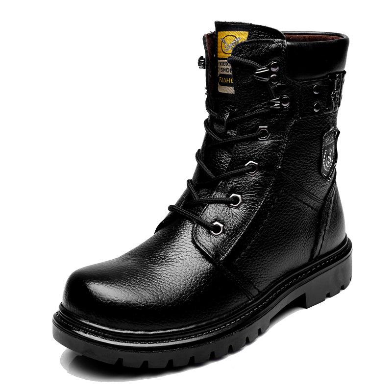 

Модные мужские ботинки из натуральной кожи, мужские повседневные ботинки для езды на мотоцикле, охоты, ходьбы, дизайнерские ботинки Botas Hombre 988 38 чёрный