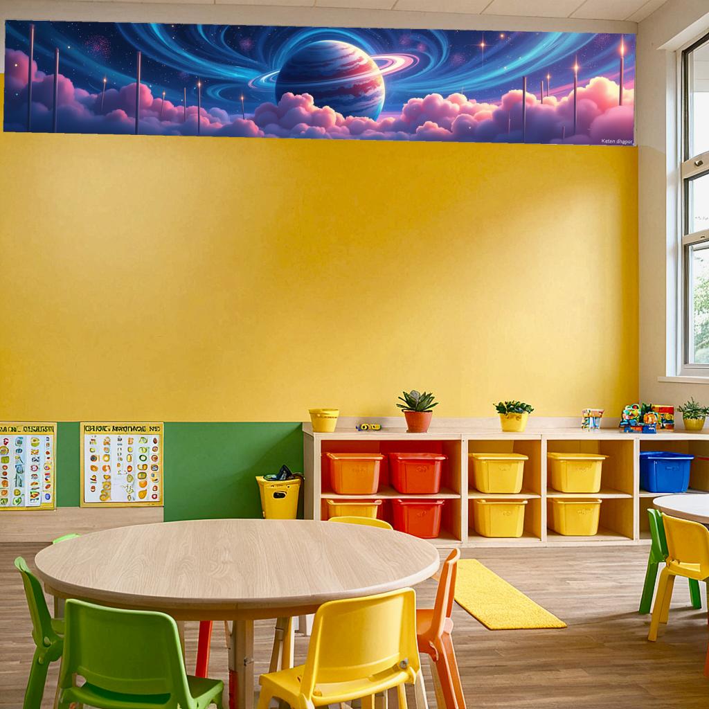 Abstract Curtains Mural Space Art For Kids Bedroom Party Event Children'S Decor