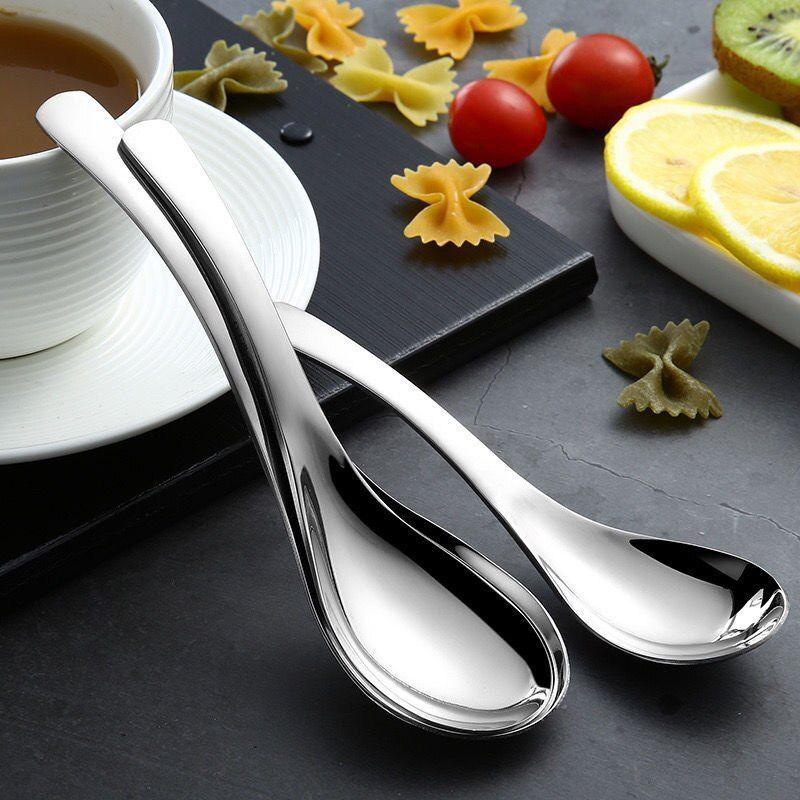 304 Stainless Steel Spoon for Household Use, Food-Grade, High Temperature Resistant, Non-Slip Soup Spoon for Children and Adults, Soup Spoon