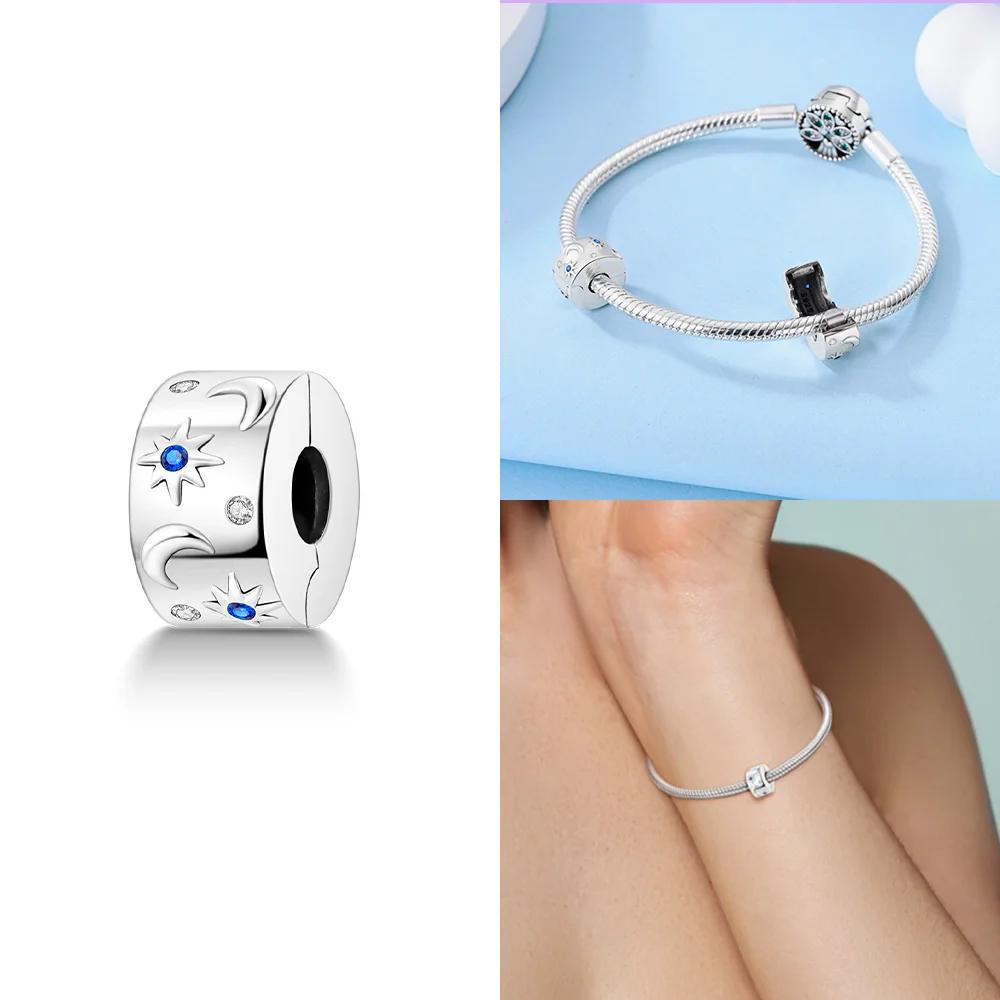 S Copper Charms Beads Cz Pave Round Clip Charms Fit Original Bracelet Necklace Charms Jewelry Fine Gift