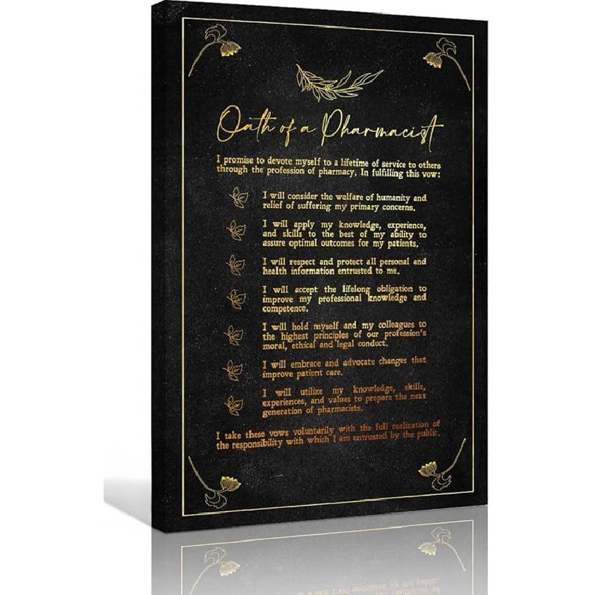 

Клятва фармацевта Настенное искусство Винтажный плакат с цитатой врача Декор для гостиной для спальни Рождественские украшения Картина Холст для офиса Картина 12L x 8W