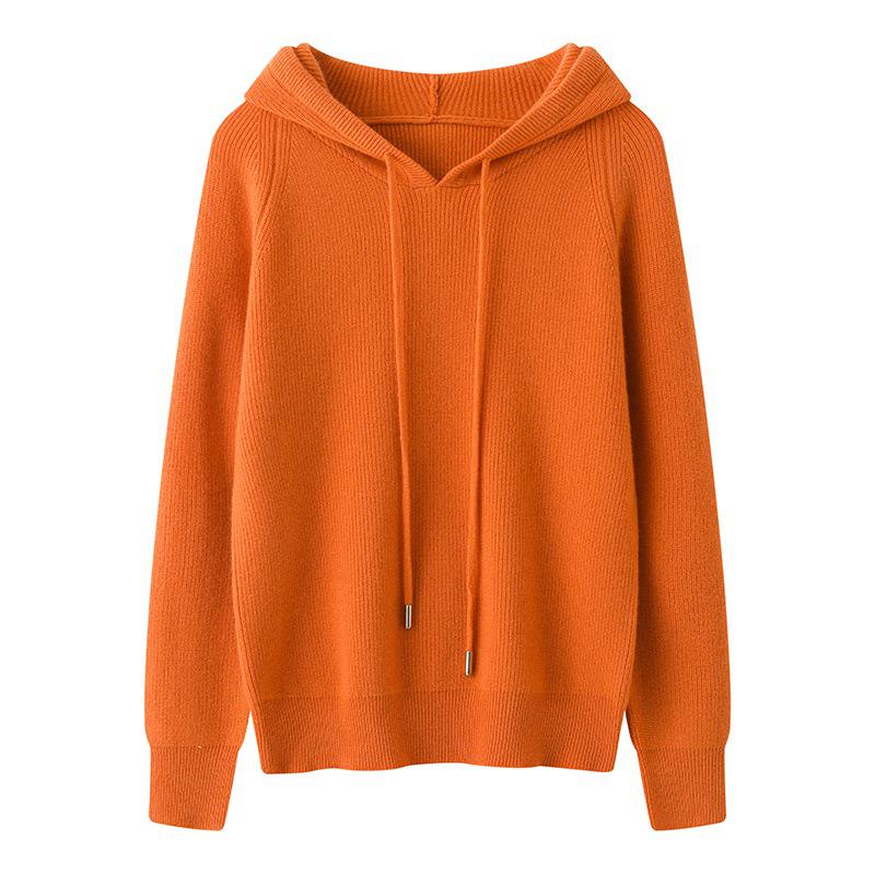 Women's Slim Fit Hooded Wool Cardigan Sweater - Knitted Long Sleeve Versatile Pullover Base Layer