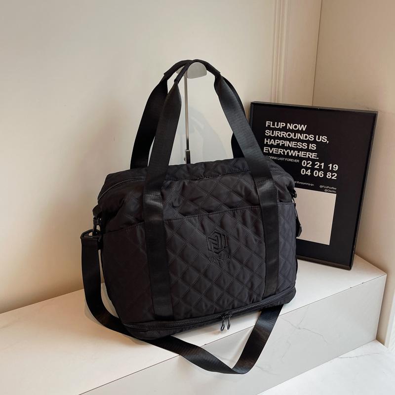 Rhombus Travel Luggage Women's Light Korean Edition Oblique Span Fitness Bag Premium Sense Large Capacity Travel Storage Bag