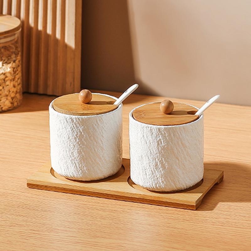 Kitchen Ceramic Seasoning Jar Seasoning Box Kitchen Chili Salt Sugar Jar MSG Pepper Seasoning Box Tableware