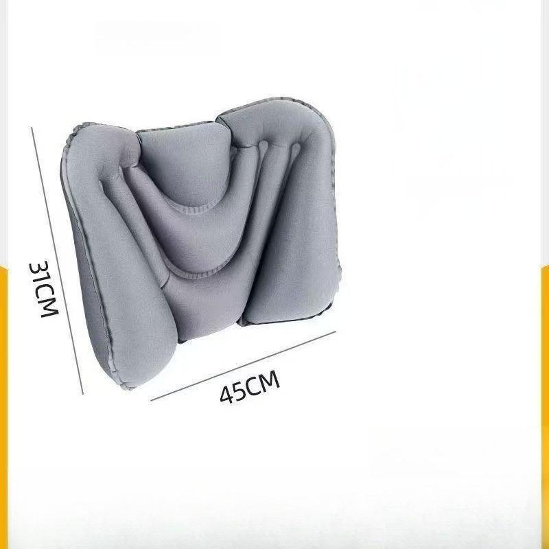 

Upgraded Portable Pressurized Inflatable Lumbar Support Travel Pillow Foldable Neck Pillow for Home and Travel темно-серого