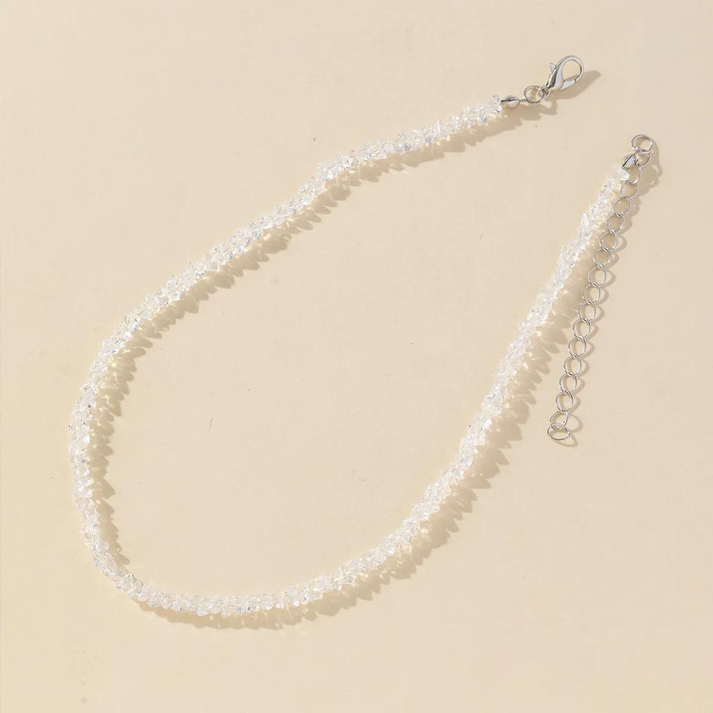 Mulit-cut Glass Crystal Irregular Beaded Choker Necklace for Women Transparent Vintage Collarbone Collar Neck Fashion Jewelry