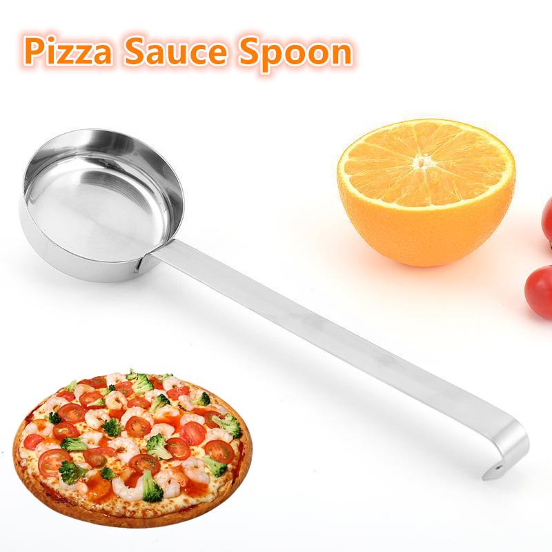 Pizza Sauce Spoon Baking Measuring Scoop Tomato Cups With Handle Kitchen Ladle For Serving Spread Cream Tool Long Metal Soup