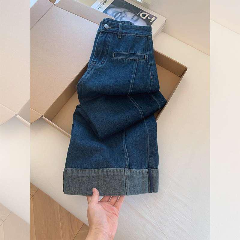 2026 Plus Size Women s Versatile Cuffed Straight Leg Crop Jeans M
