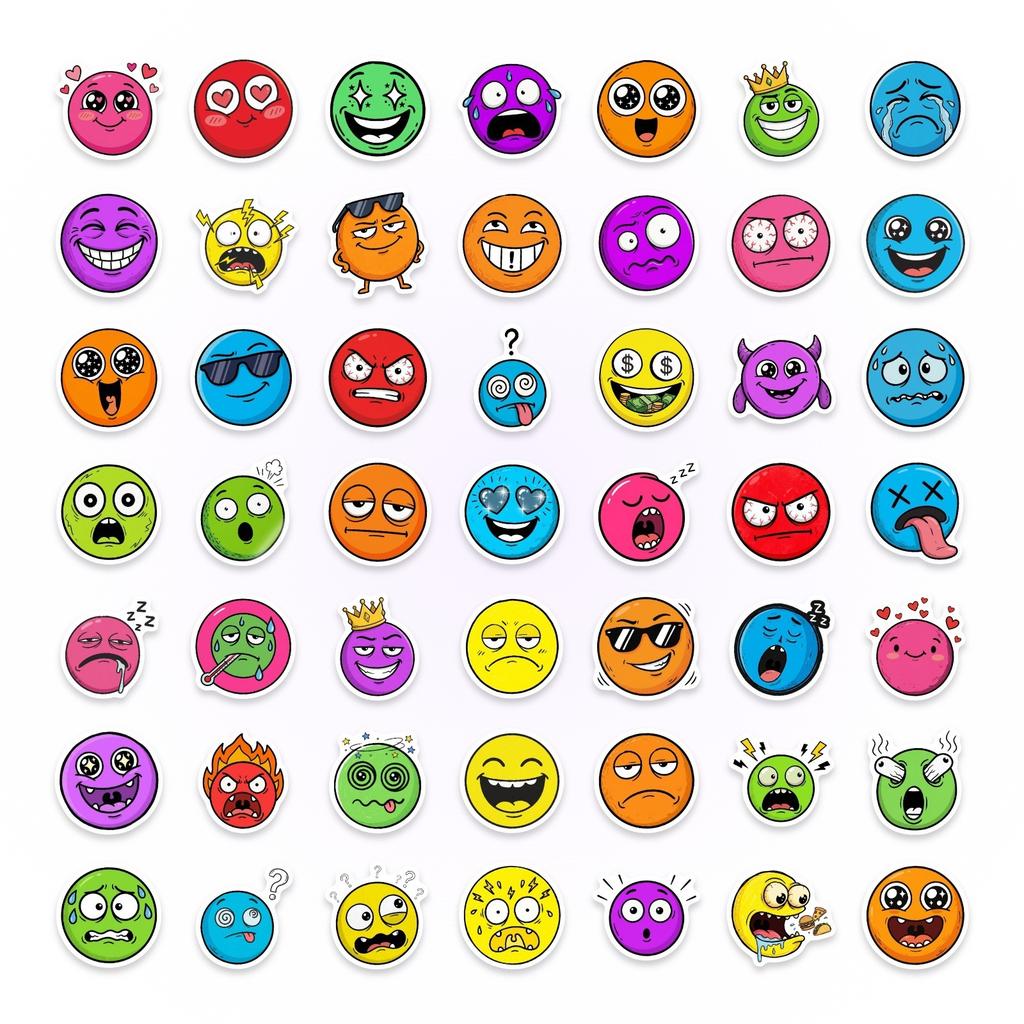 50 Funny Color Emoji Stickers Fun Graffiti Emotional Emotions Luggage Hand Account Waterproof Decorative Stickers