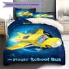 The Magic School Bus Cartoon Pattern Duvet and Pillowcases,1 Duvet Cover with 2 Pillowcases, No Core,Son Gift,Daughter Gift